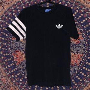 ADIDAS: Black 3 Stripe Crew Tee